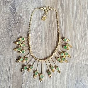 BCBG green stone and spike necklace